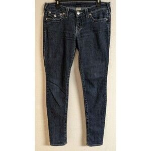 Women's TRUE RELIGON Skinny Low Rise Cotton Stretch Blue Jeans 31 X 33